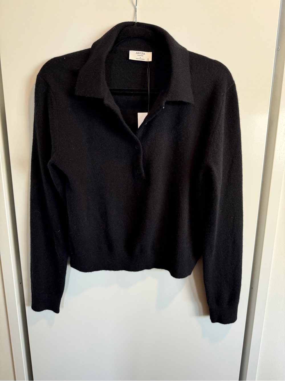 Aritzia Bare Cashmere Cellini Polo Sweater 100% Cashmere - Picture 3 of 5